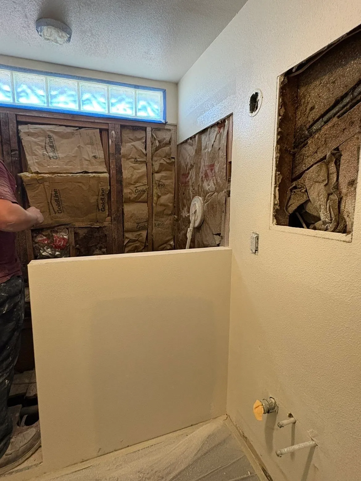 Custom shower wall separation built during bathroom remodel drywall work in Vancouver WA