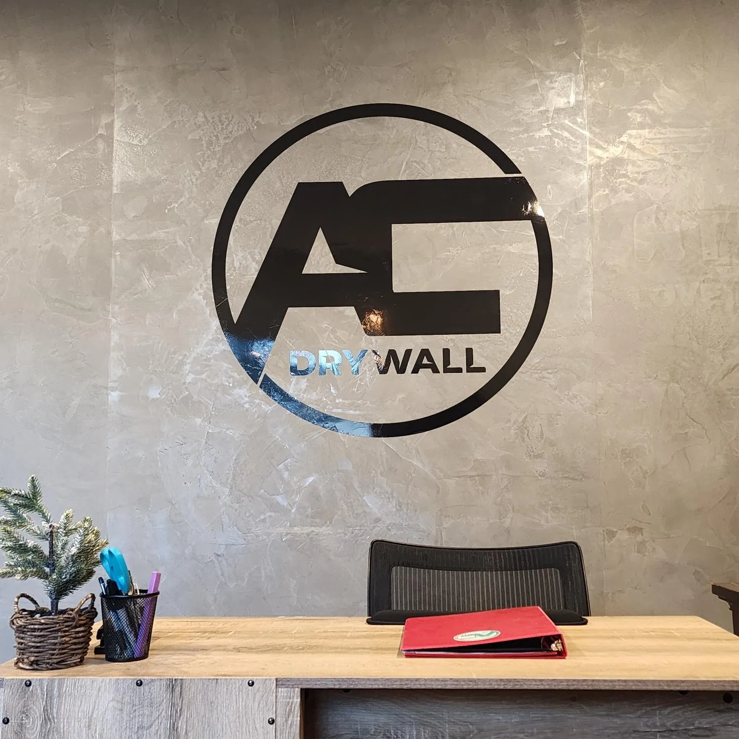 Closeup of fresco harmony decorative wall finish showing depth and color variation at AvilaCo office